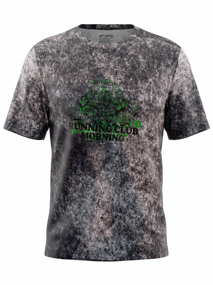 Arty Active Urban Running Graphic Acid-Wash T-Shirt