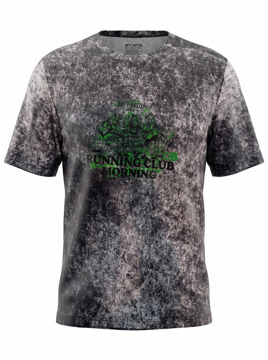 Arty Active Urban Running Graphic Acid-Wash T-Shirt