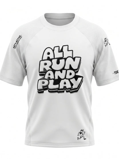 " All day run " Technical Mesh Short Sleeve T-Shirt / Unisex