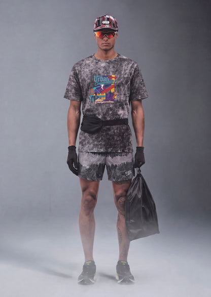 Arty Active Urban Running Graphic Acid-Wash T-Shirt