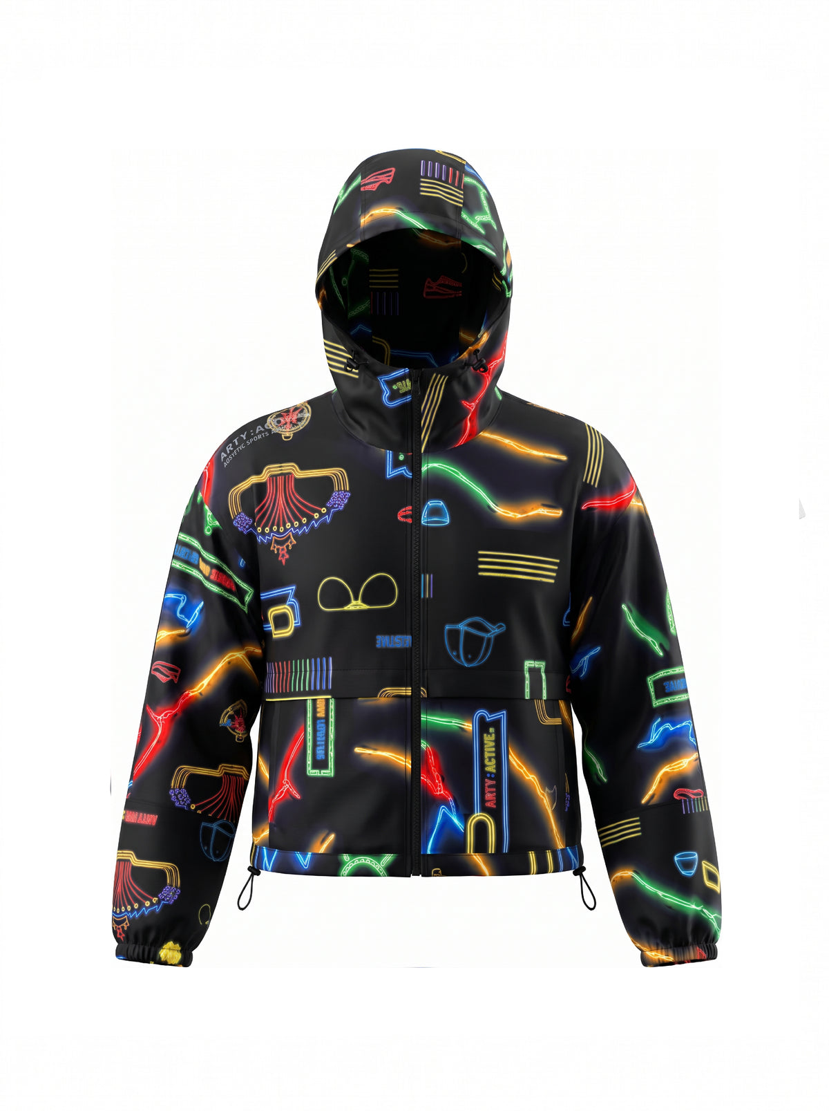 "Neon Glow Graphic" Cropped Windbreaker / Women/ PRE-ORDER