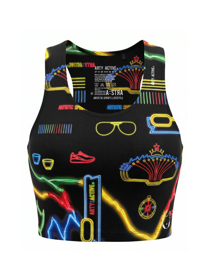 Neon Light  FLAME Race Crop Top