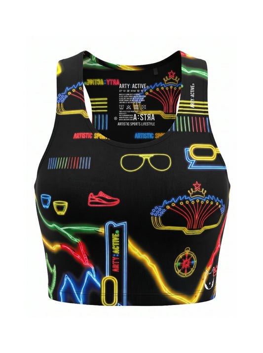 Neon Light  FLAME Race Crop Top