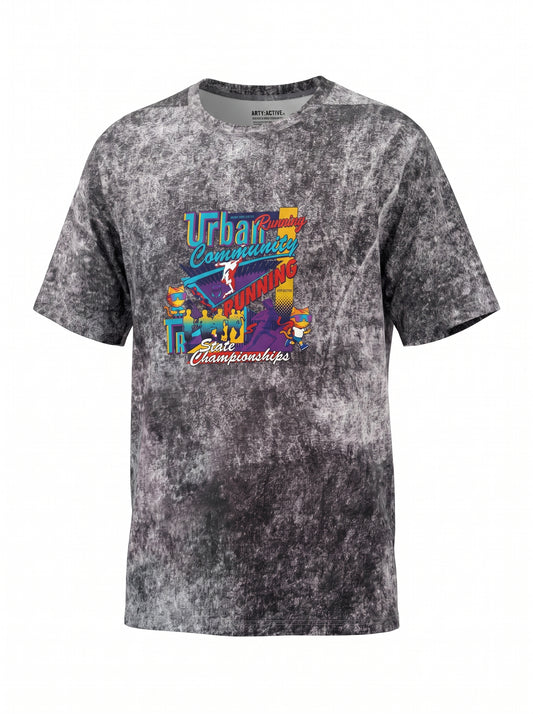 Arty Active Urban Running Graphic Acid-Wash T-Shirt