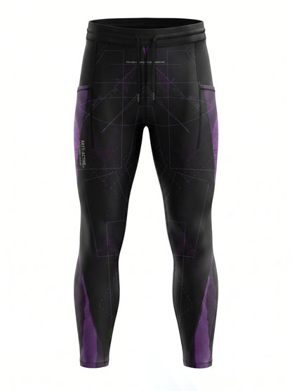 Digital Purple Technical Compression Running Leggings / Unisex