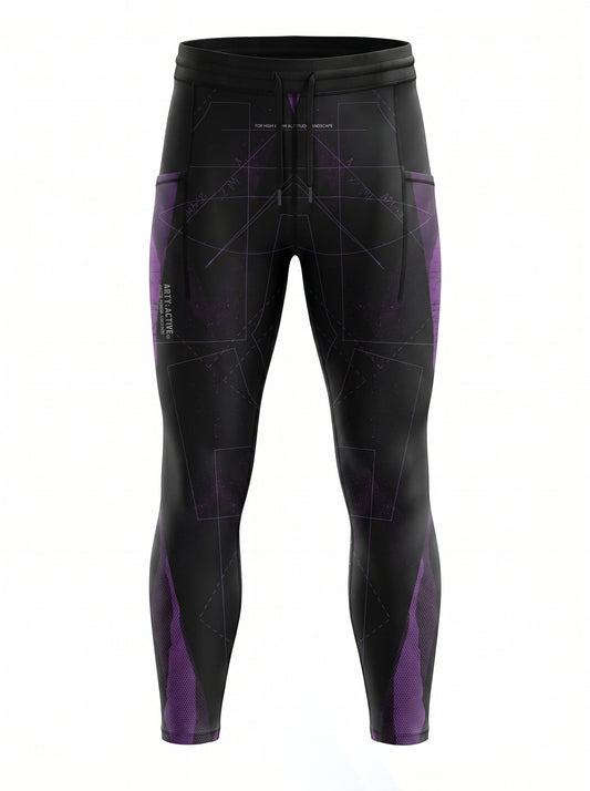 Digital Purple Technical Compression Running Leggings / Unisex